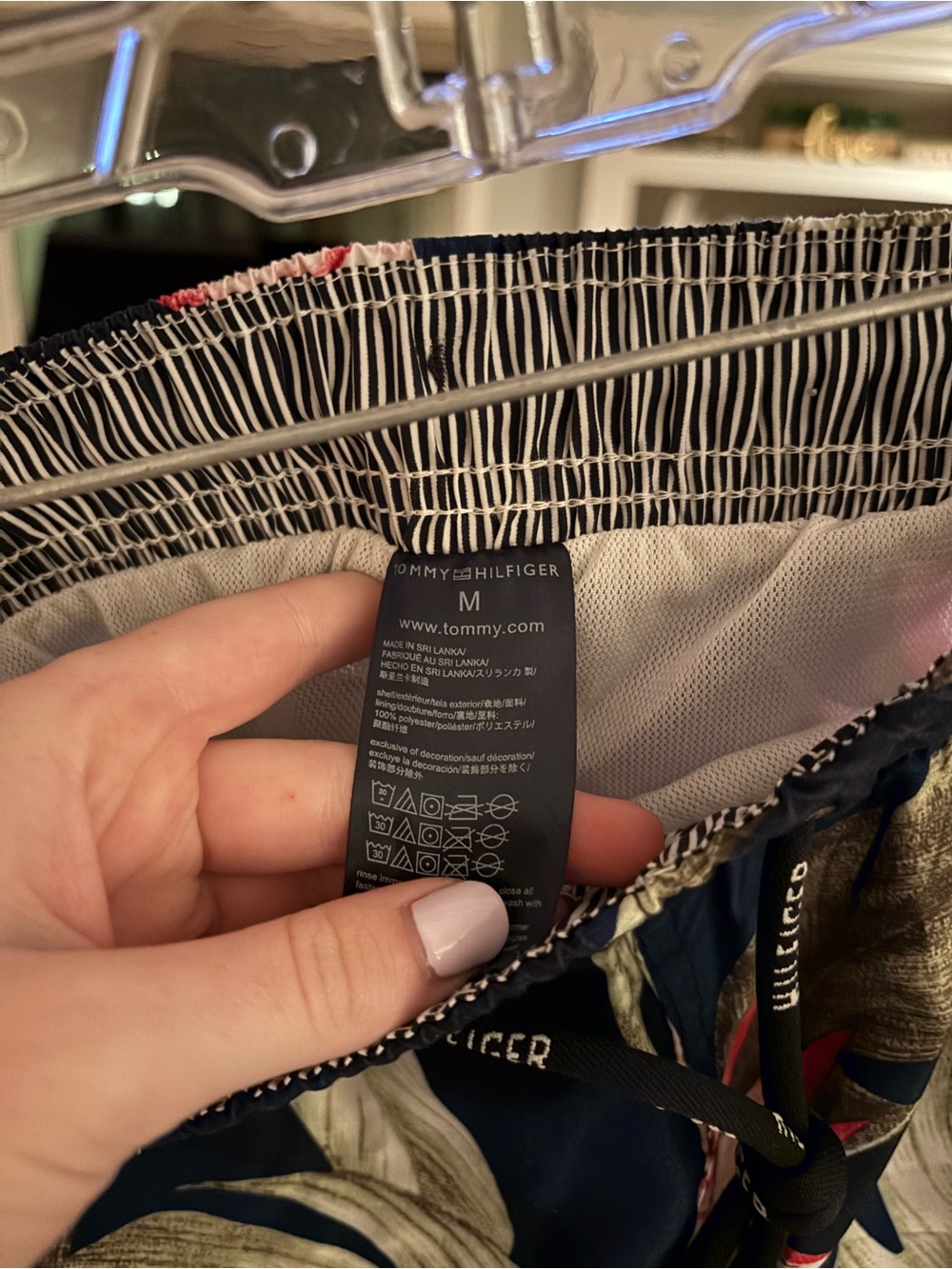 Men's Tommy Hilfiger Navy Tropical Print Swim Shorts - Picture 6 of 6